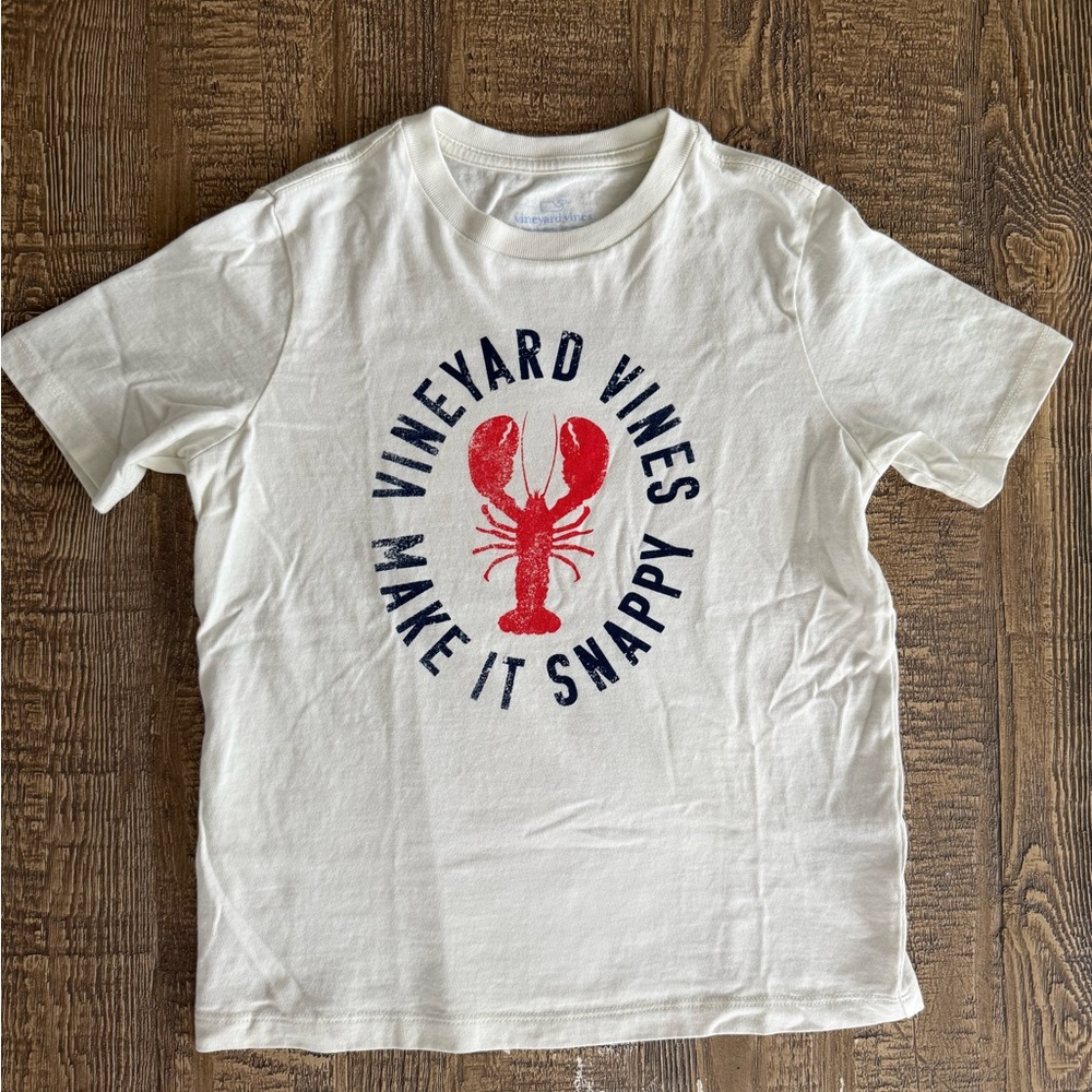Vineyard Vines Kids White Tee with Red Lobster Graphic